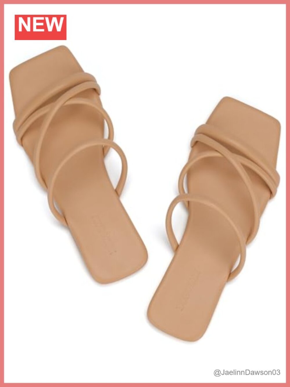 Strappy Square Toe Slide Sandals Wide Width Comfortable Dressy Flat Sandals